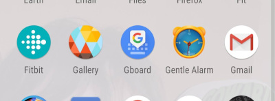 A screenshot of my phone's app menu, including the icon for Gentle Alarm.